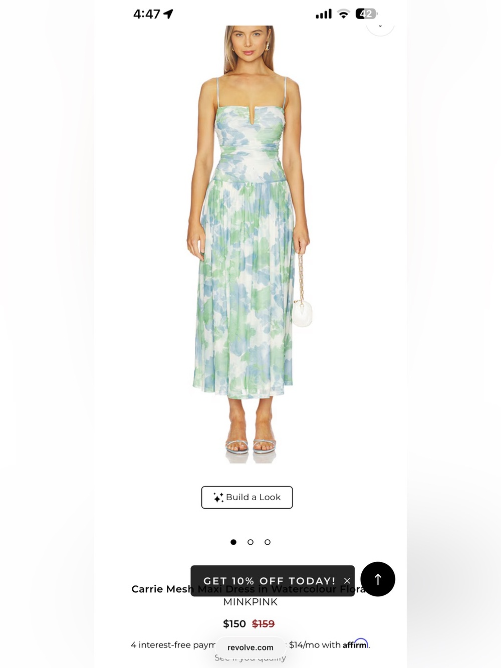 MINKPINK Carrie Mesh Maxi Dress Floral Blue & Green Small NWT